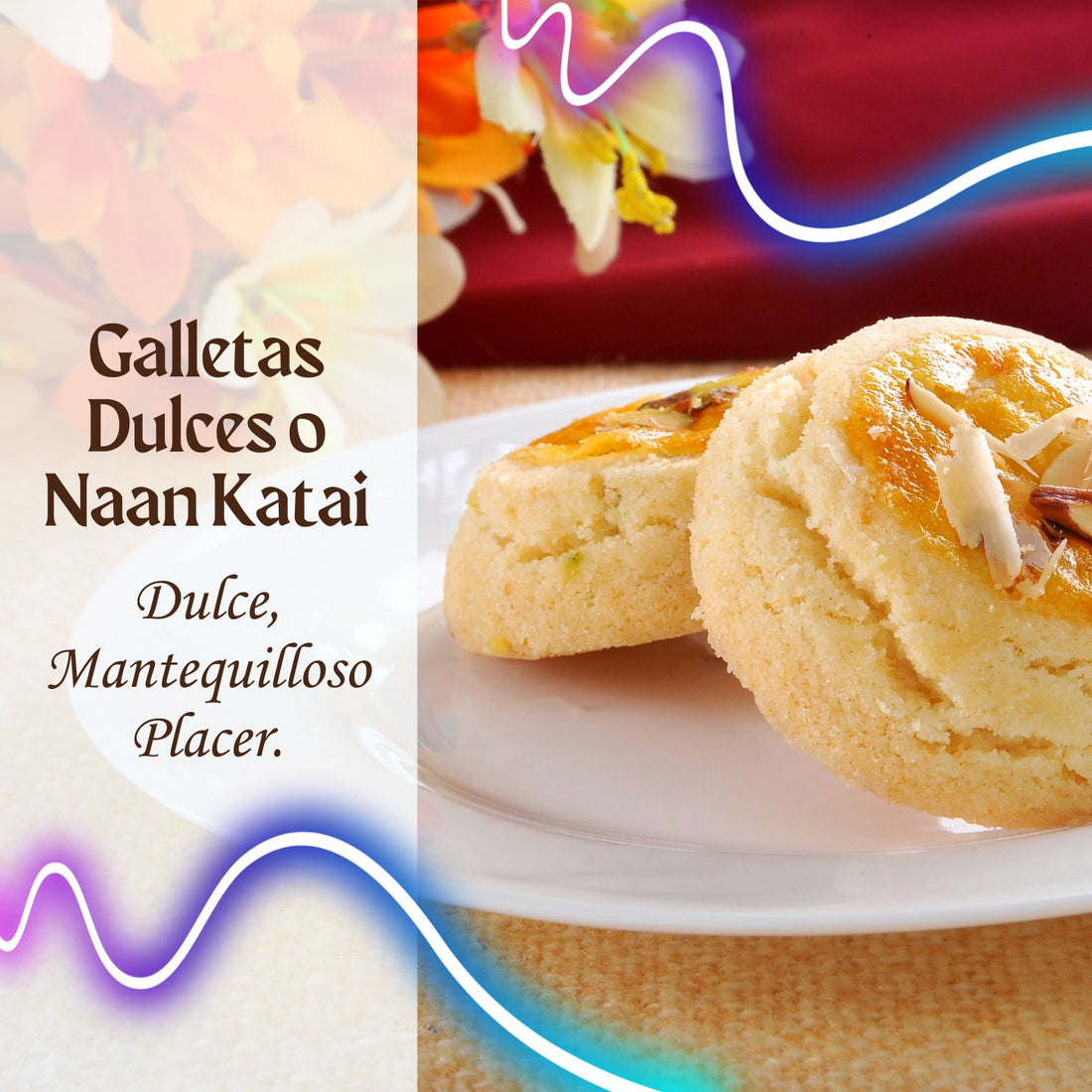 Delicate, buttery Naan Katai cookies topped with slivers of almonds, offering a sweet, melt-in-your-mouth taste of Indian dessert tradition.