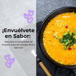 Delicious bowl of lentil soup garnished with fresh herbs, showcasing rich flavors and comforting warmth – perfect for a cozy meal.