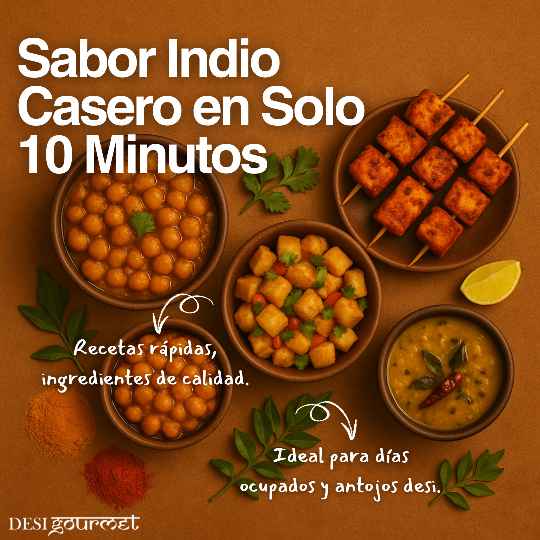 Platos indios como chana masala, dal, aloo chaat y brochetas de paneer listos en 10 minutos.