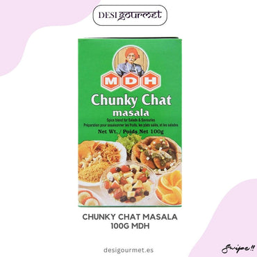 Chunky Chat Masala 100G MDH  Meta Description: "Enhance your snacks and salads with Chunky Chat Masala from MDH. A 100g pack of aromatic and flavorful spice blend for an extra zing. desigourmet.es"