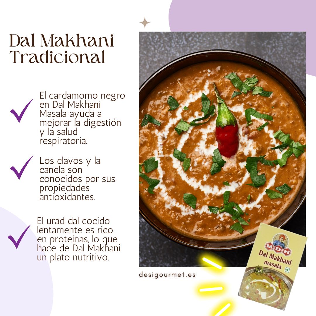 MDH Dal Makhani Masala aids digestion, rich in protein, essential for traditional Dal Makhani.