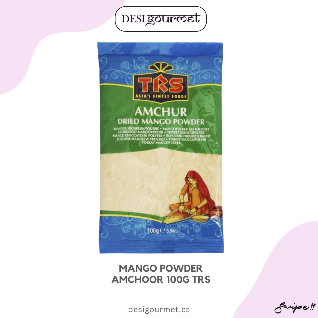 Mango Powder Amchoor 100G TRS: Add tangy flavor to your dishes with TRS Amchoor Powder. Perfect for curries, chutneys, and marinades, this dried mango powder enhances any culinary creation.