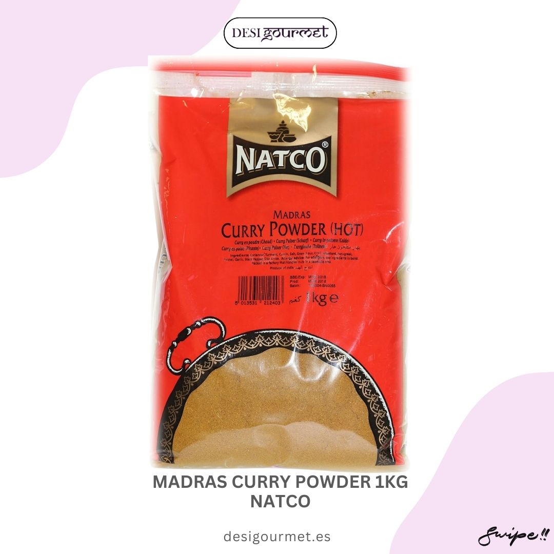 "Natco Madras Curry Powder 1kg: Authentic blend of aromatic spices perfect for creating rich and flavorful curries. Elevate your cooking with this versatile spice mix."