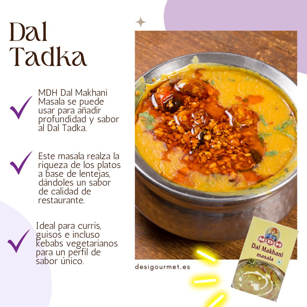 MDH Dal Makhani Masala enhances lentil dishes, perfect for Dal Tadka and curries.