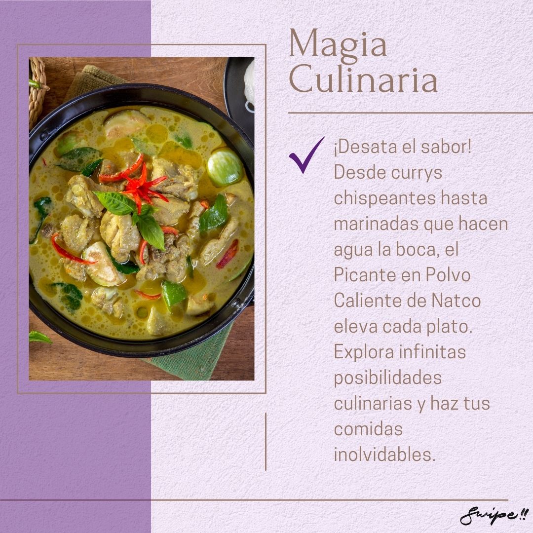 Magia Culinaria "Unleash flavor! From sizzling curries to mouth-watering marinades, Natco Extra Hot Chilli Powder elevates every dish. Explore endless culinary possibilities."