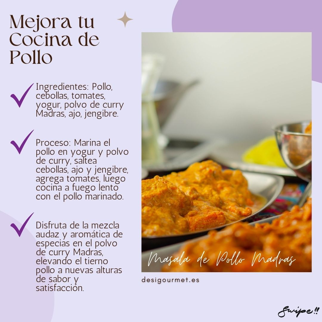 Mejora tu Cocina de Pollo "Masala de Pollo Madras: Elevate your chicken dishes with the bold and aromatic blend of Madras curry powder."