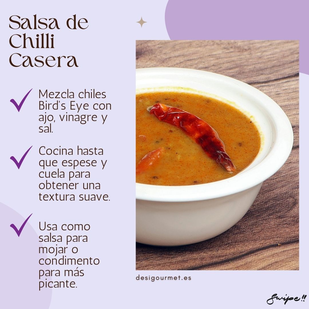 Meta Description: Enhance your meals with Salsa de Chilli Casera, a homemade chilli sauce made with Bird's Eye Chilli, garlic, vinegar, and salt. This versatile sauce can be used as a dip or condiment to add a spicy touch to any dish. Get the recipe at Desi Gourmet!