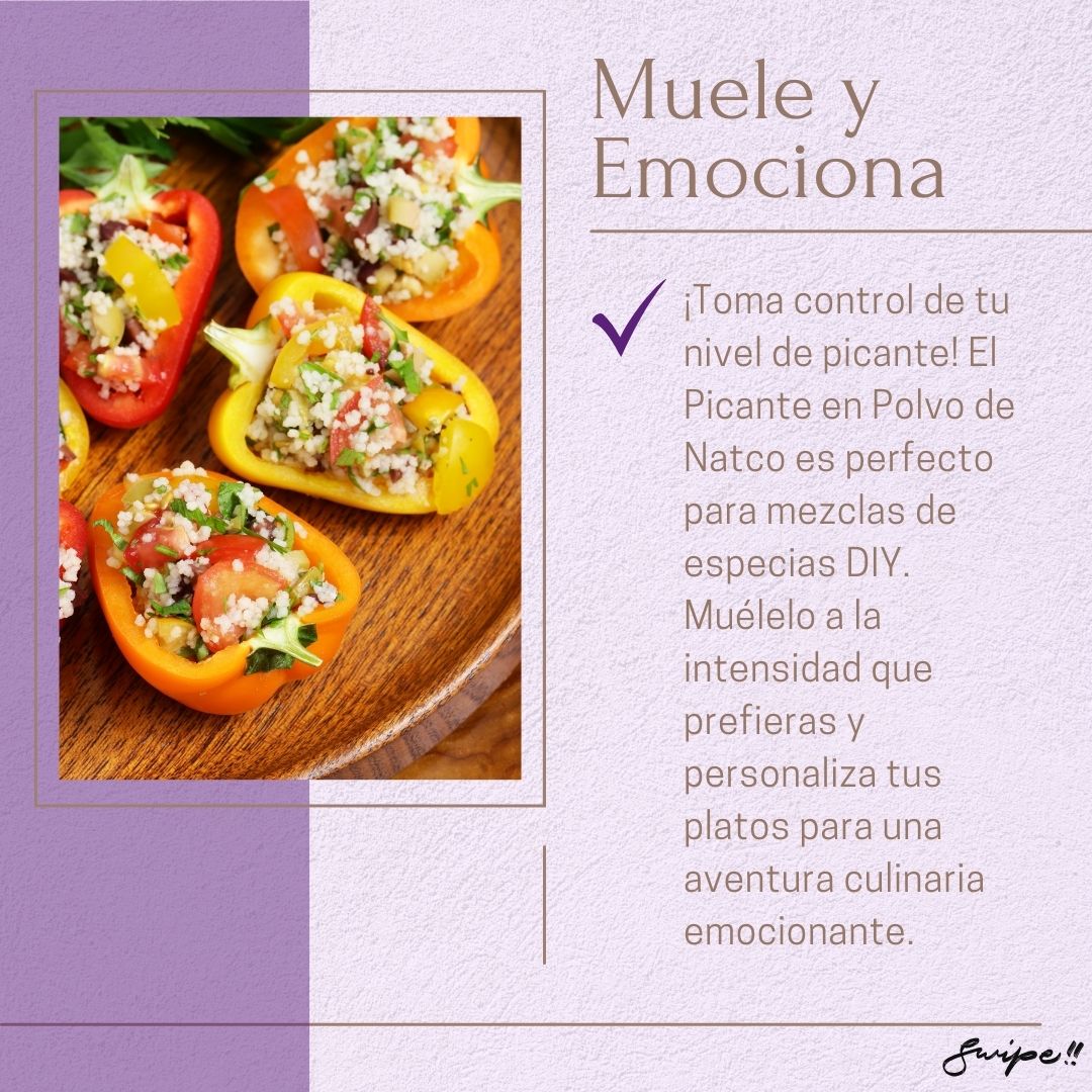 Muele y Emociona "Control your spice level! Natco Extra Hot Chilli Powder is perfect for DIY spice mixes. Grind to your preferred intensity for an exciting culinary adventure."