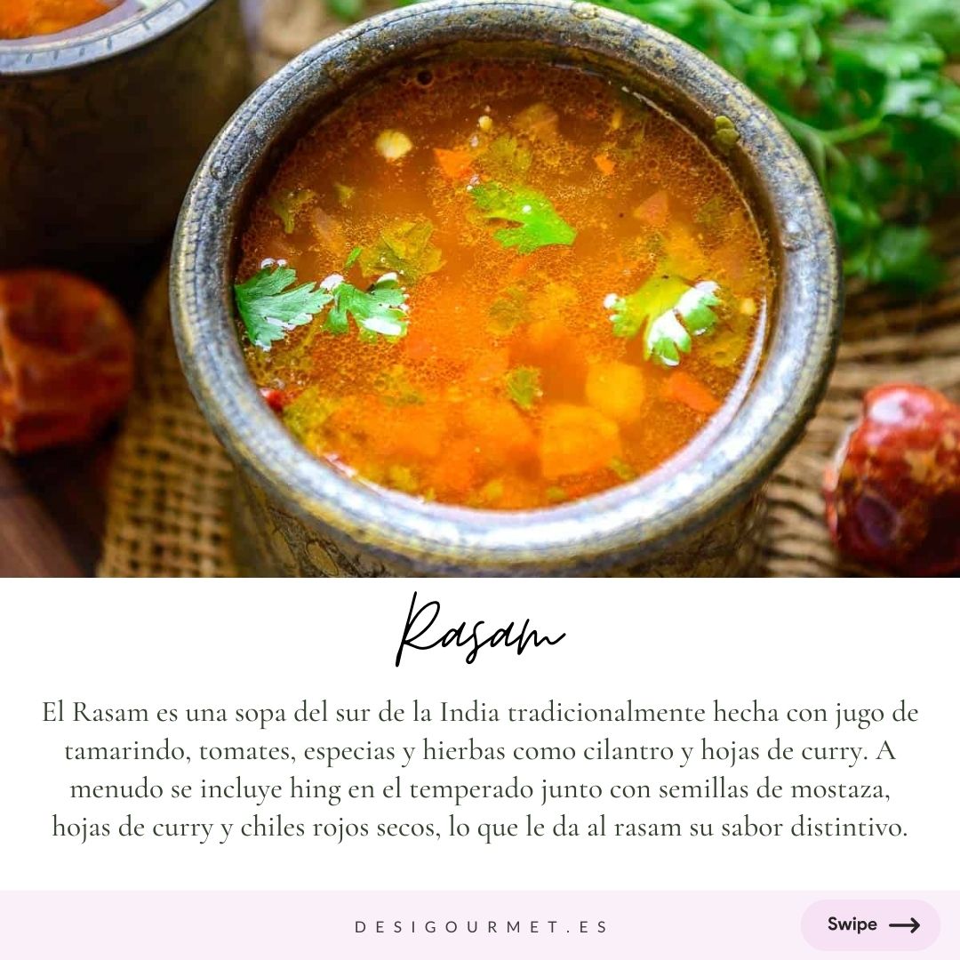 "Rasam" Meta Description: "Rasam: A South Indian soup with tamarind juice, tomatoes, spices, and herbs. Hing adds its distinctive flavor, making it unique."