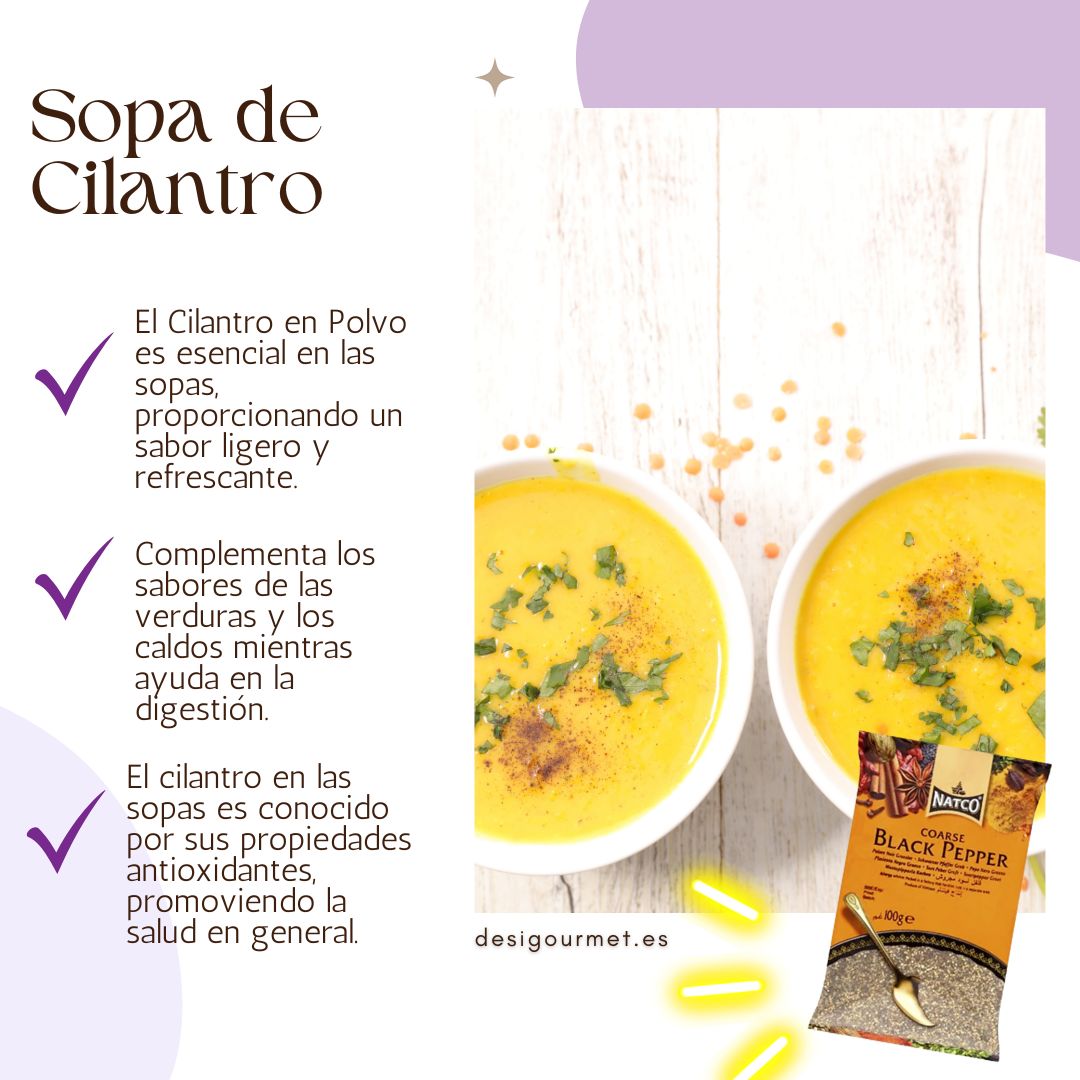Coriander Powder adds refreshing taste to soup, complements vegetables, provides antioxidants.