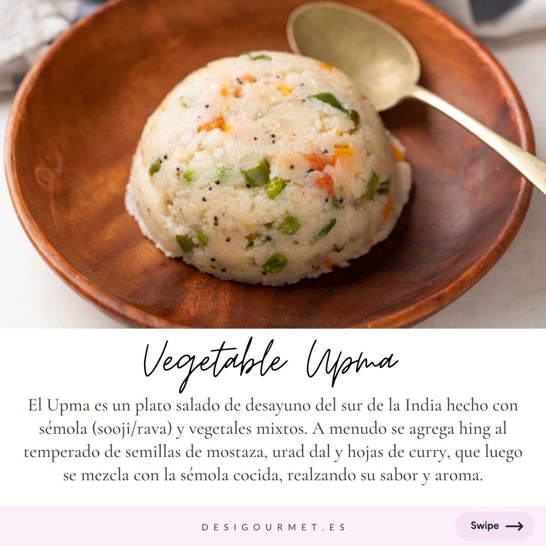 "Vegetable Upma" Meta Description: "Vegetable Upma: A South Indian breakfast dish made with semolina and mixed vegetables. Hing, mustard seeds, and curry leaves enhance its flavor."