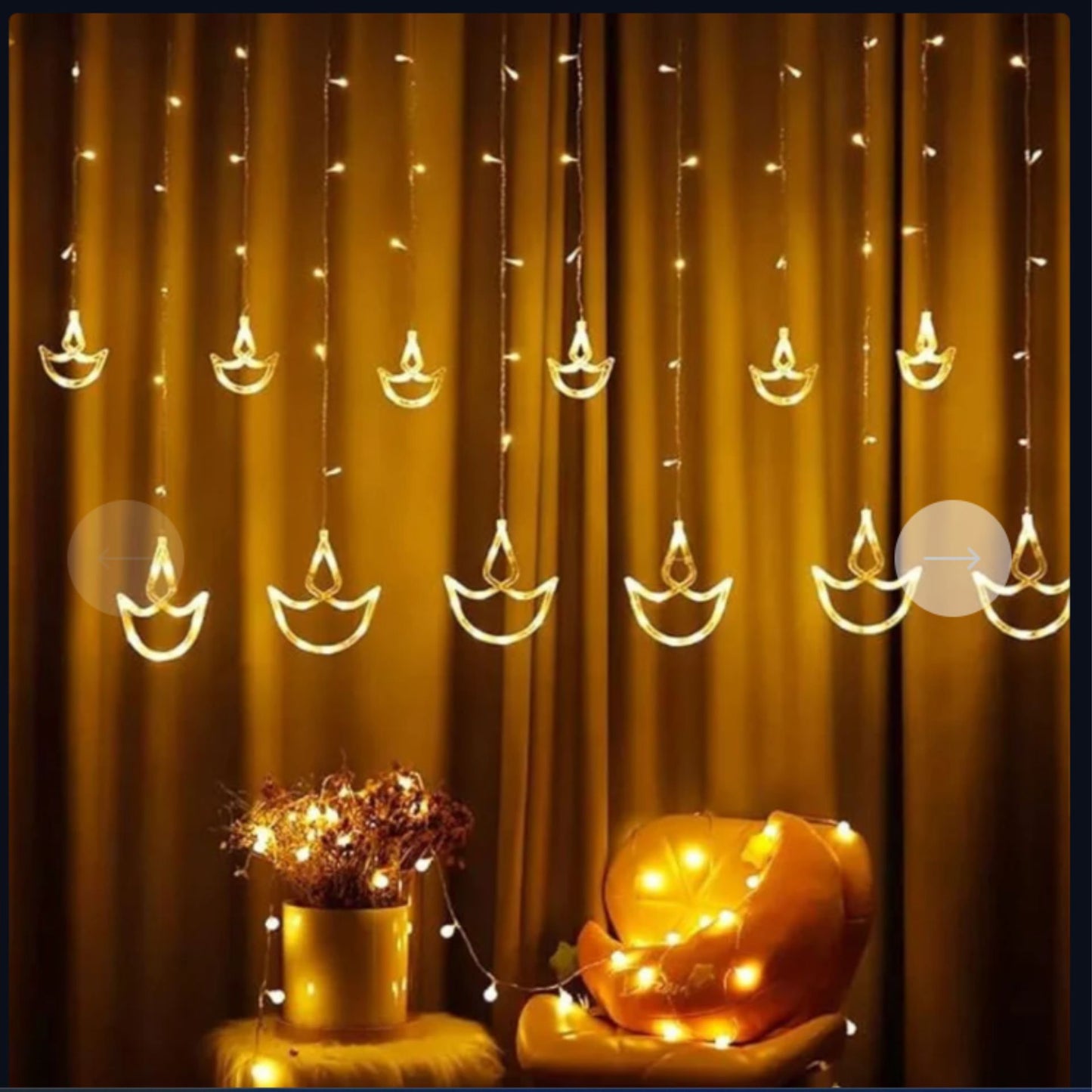 Luces de cadena LED para decoración | LED String Lights, Diya string Lights ,3.5m/11.5ft 138 LED for any Festival (Warm White)