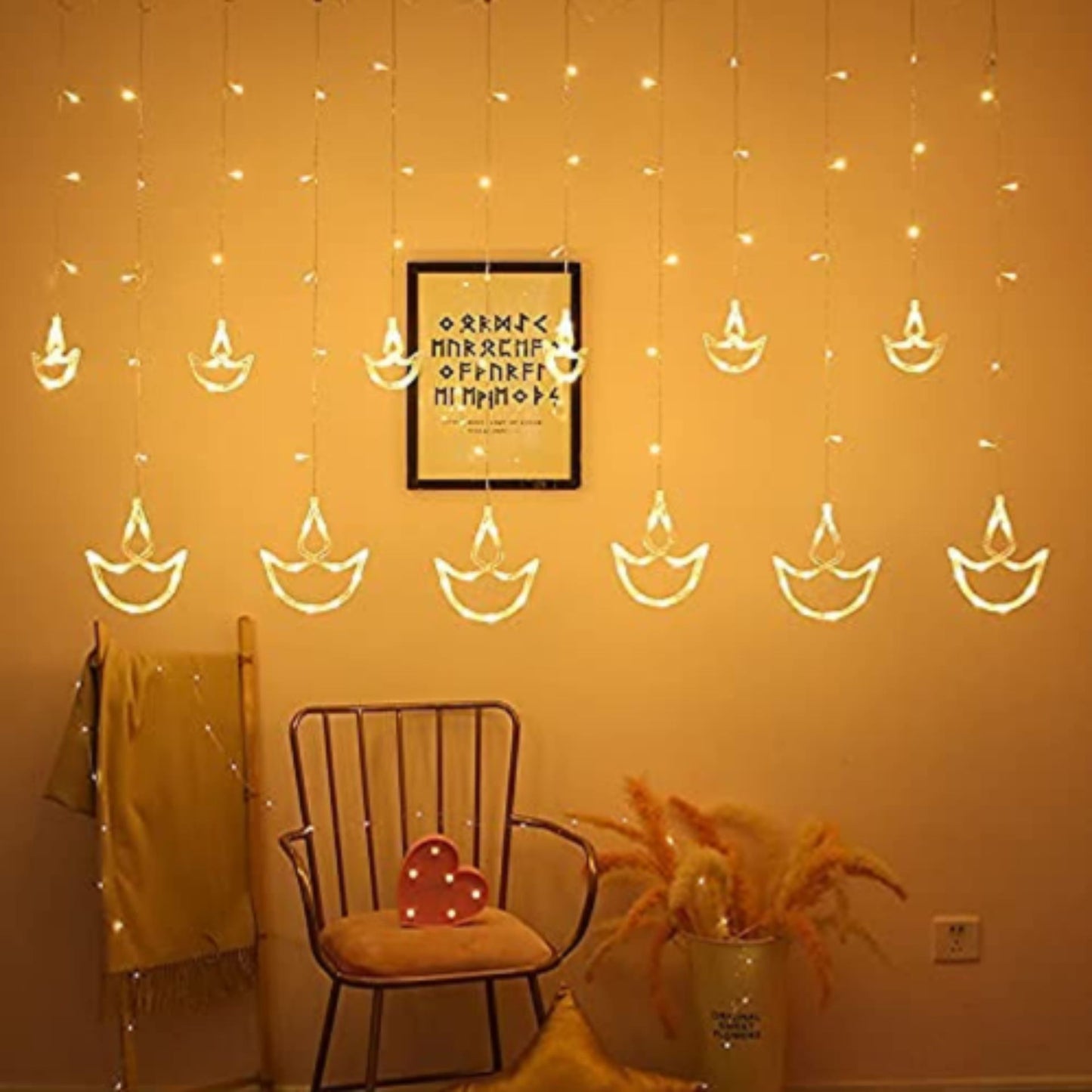 Luces de cadena LED para decoración | LED String Lights, Diya string Lights ,3.5m/11.5ft 138 LED for any Festival (Warm White)