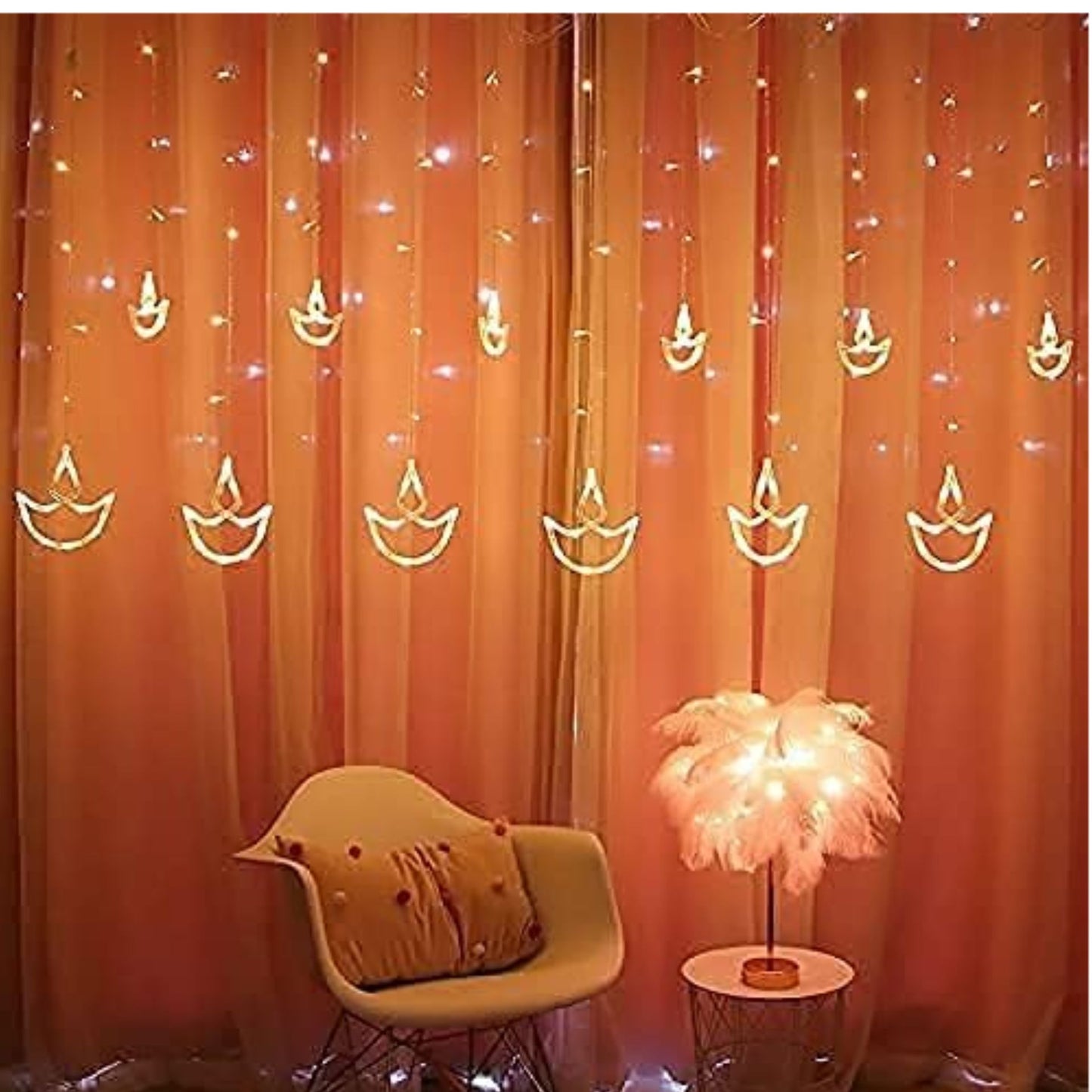 Luces de cadena LED para decoración | LED String Lights, Diya string Lights ,3.5m/11.5ft 138 LED for any Festival (Warm White)