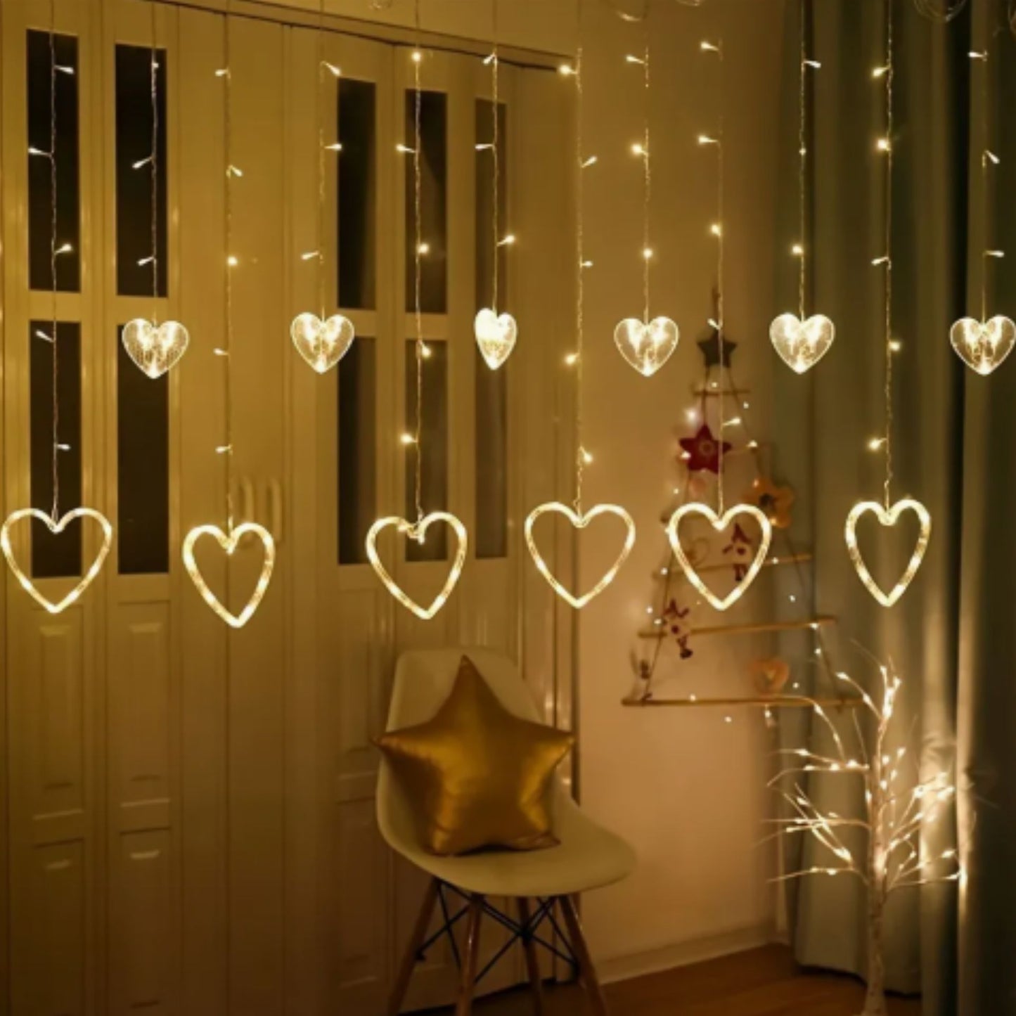 Luces de cadena LED para decoración | LED String Lights, Heart string Lights ,3.5m/11.5ft 138 LED for any Festival (Warm White)