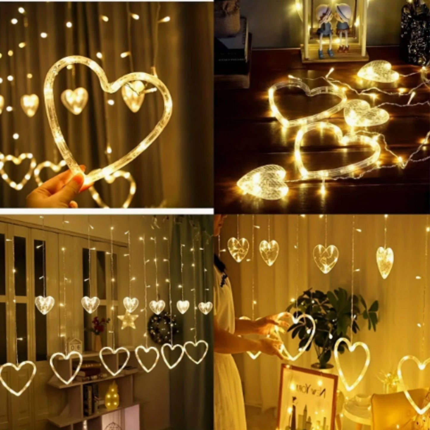 Luces de cadena LED para decoración | LED String Lights, Heart string Lights ,3.5m/11.5ft 138 LED for any Festival (Warm White)