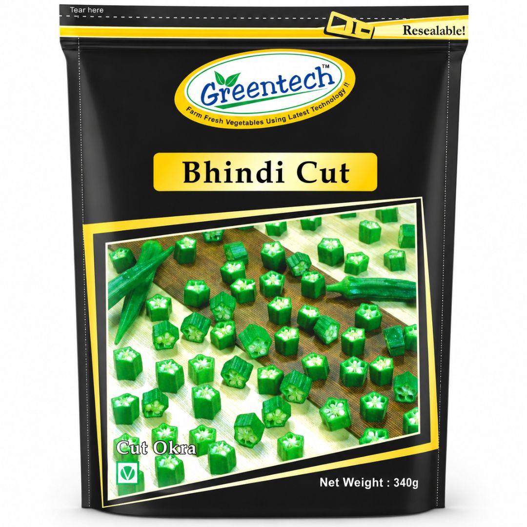 Cut Okra | Okra Cut (Lady finger) | Bhindi Cut (Frozen) 340g Greentech