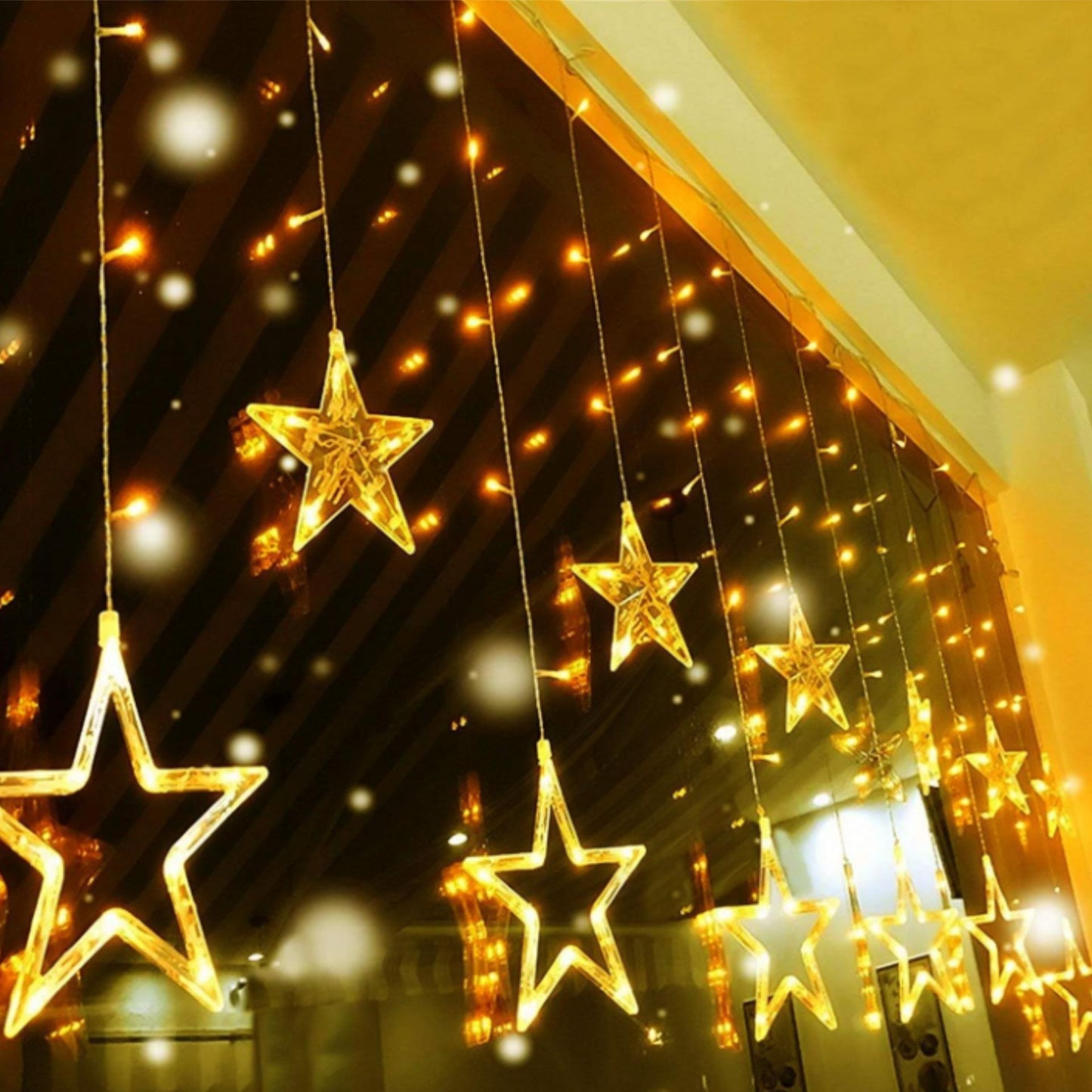 Luces de cadena LED para decoración | LED String Lights, Stars string Lights ,3.5m/11.5ft 138 LED for any Festival (Warm White)