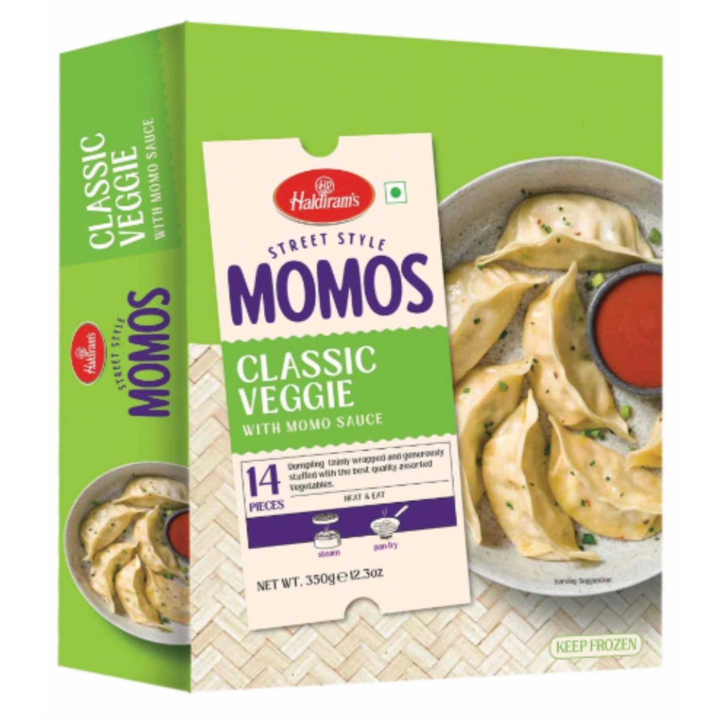 Dumplings o Momo's vegetarianos clásicos | Momo's Classic Veggie Street Style 350g (Frozen) Haldiram