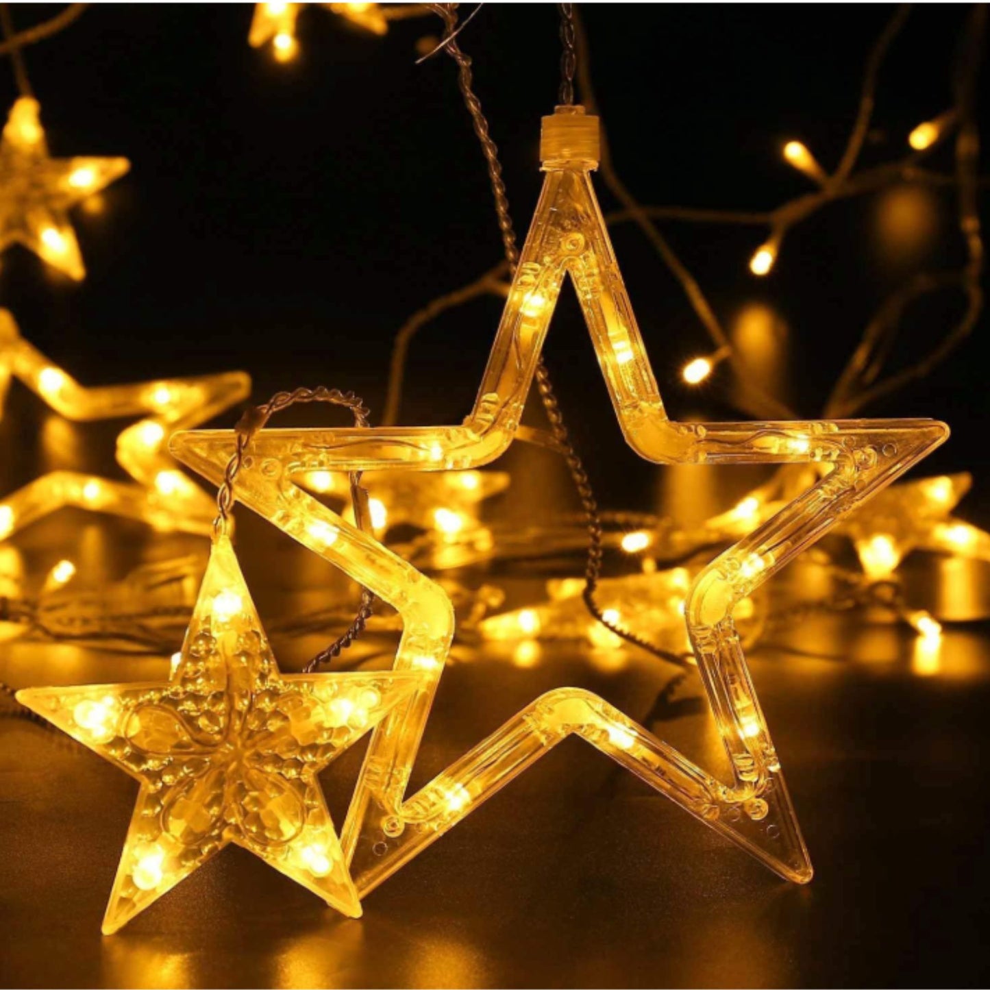 Luces de cadena LED para decoración | LED String Lights, Stars string Lights ,3.5m/11.5ft 138 LED for any Festival (Warm White)