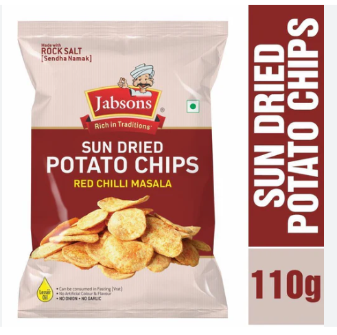 Aperitivos Patatas Fritas Sabor Masala | Potato Chips Masala 110g Jabsons