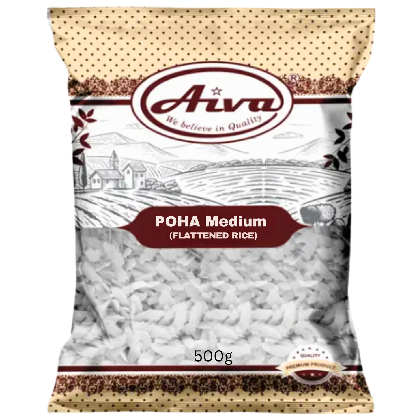 Copos de Arroz | Rice Flakes Medium | Poha Medium 500g Aiva