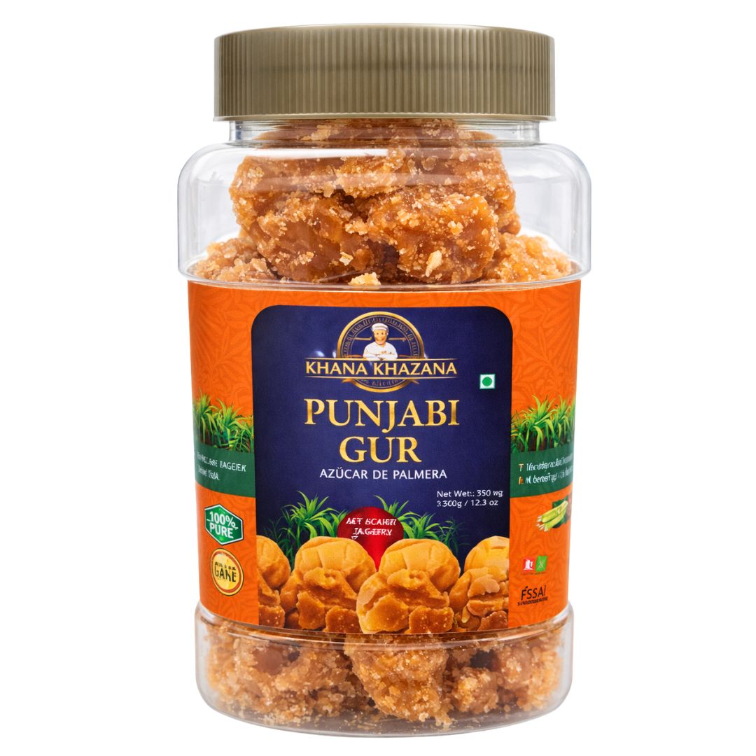 Azúcar Integral Puro de Caña en cubos (Panela) | Cane Sugar Jaggery Whole | Goor Punjabi 500g Khana Khazana