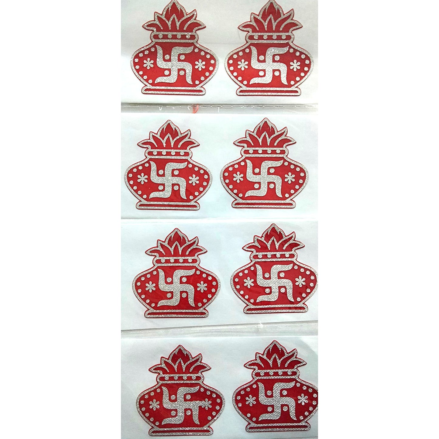 Sticker for decoration | Kalash with Swastik or Kalash Sticker Red handcrafted for Home Decoration