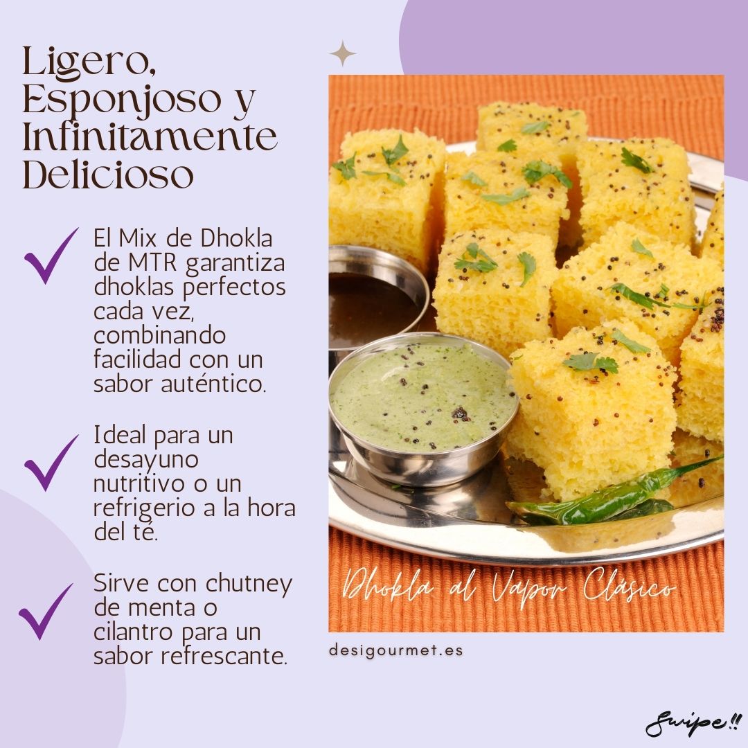 Savor the authentic light and fluffy dhokla made with MTR's mix.