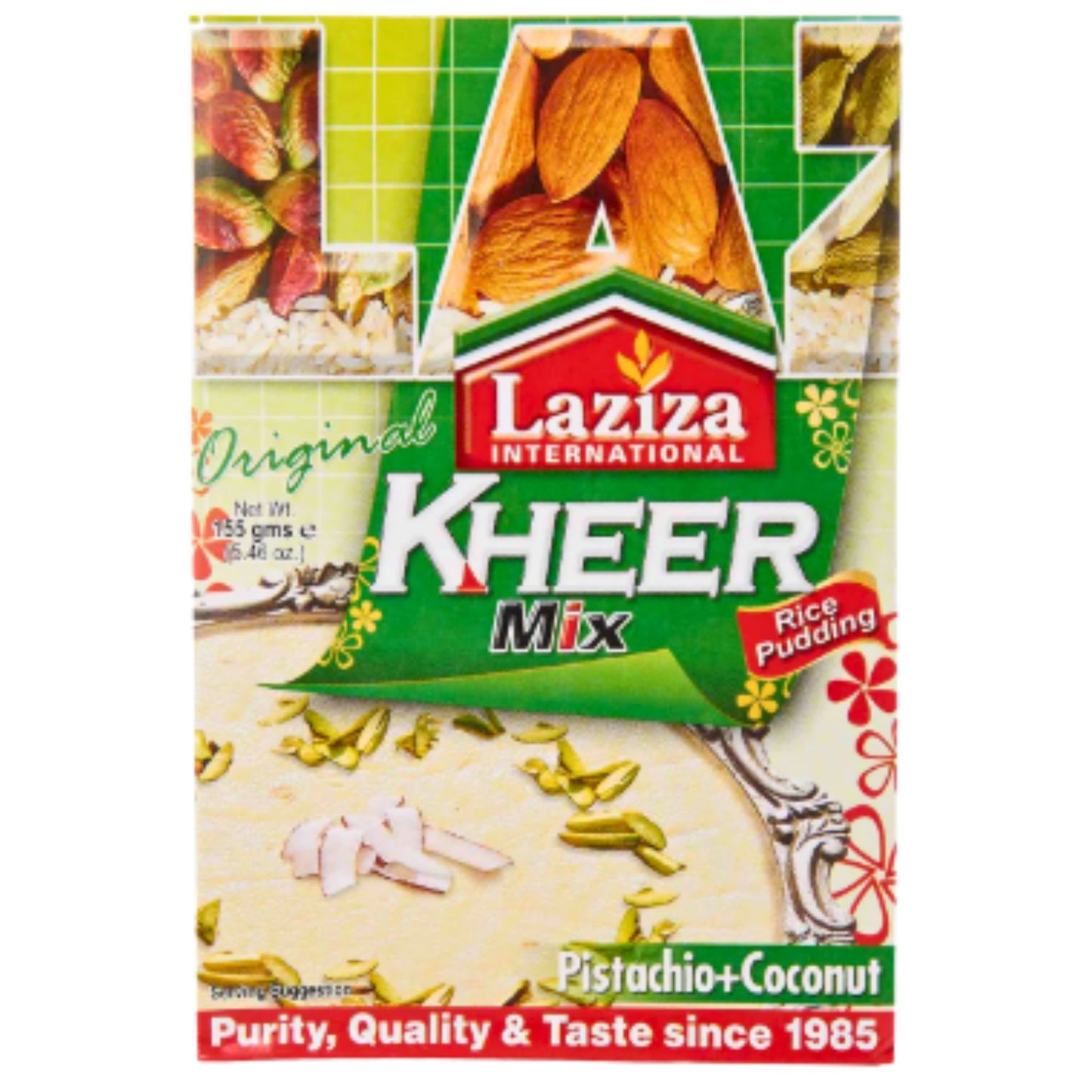 Preparado para Arroz con leche | Indian Rice Pudding | Kheer Mix with Pistachio + Coconut 155g Laziza