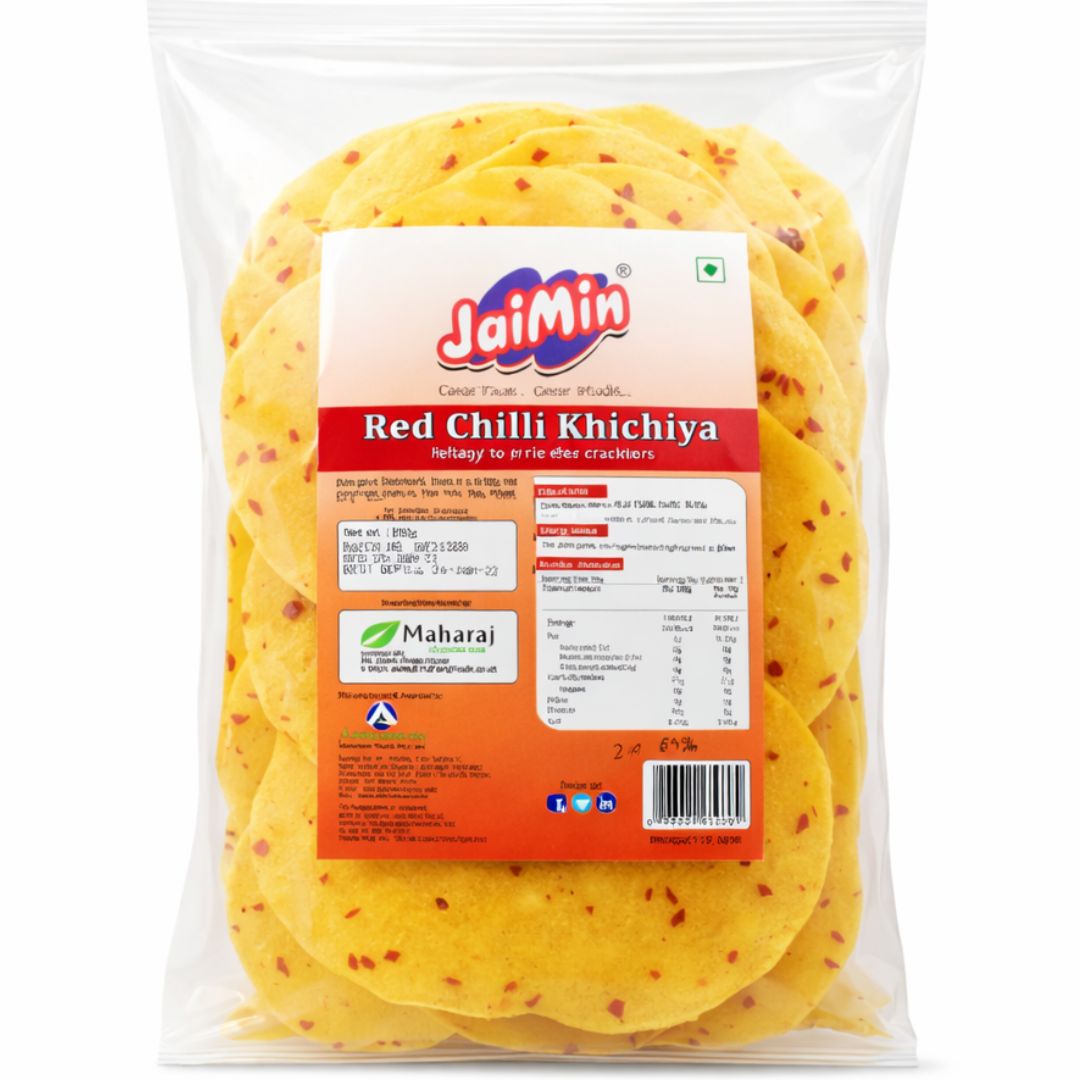 Papadum de arroz | Red Chilli Rice Crispy Crackers (Khichiya) 200g Jaimin