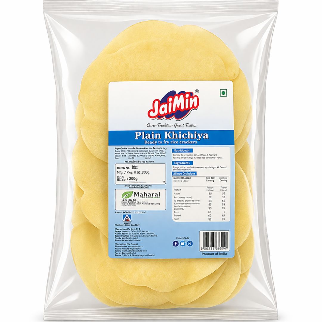 Papadum de arroz | Plain Rice Crispy Crackers (Khichiya) Papad 200g Jaimin