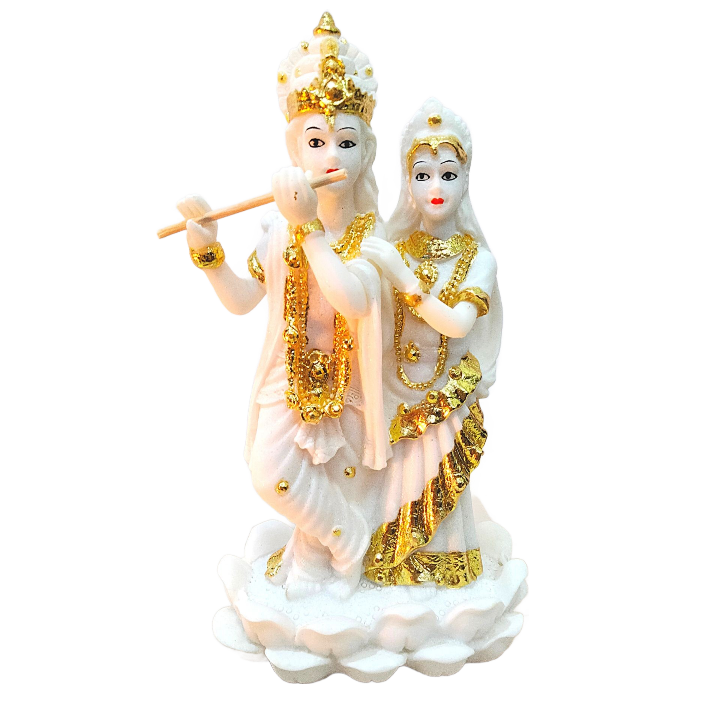 Radha and Krishna Statues (Idol) in White Marble | Lord Radha Krishna Statue in White Marble (Idol)