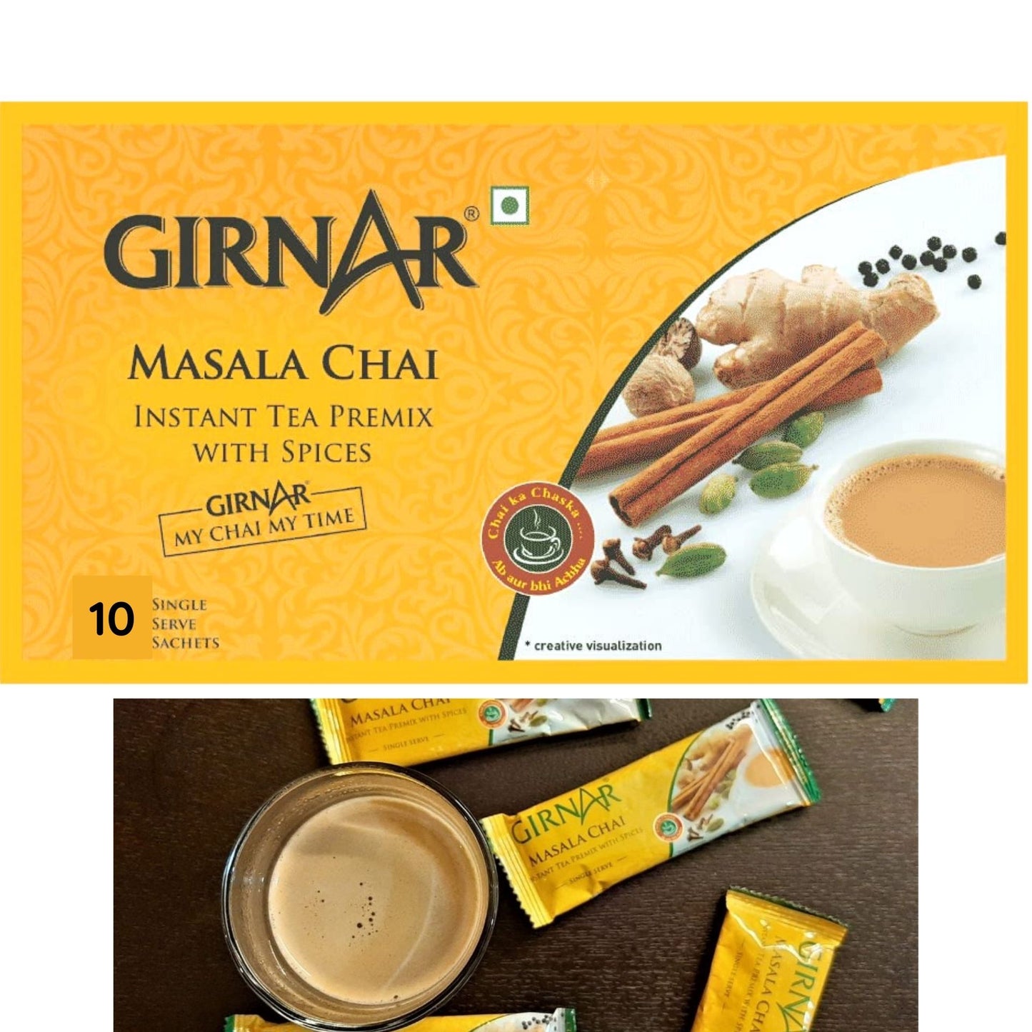 Te instantáneo "Chai" de Masala | Instant Tea Premix Masala Chai 140g (10pkts) Girnar