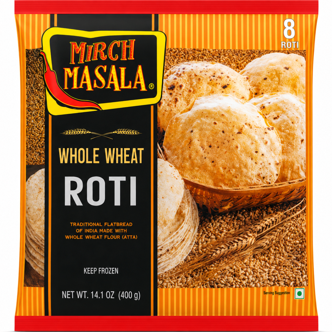 Pan Indio Roti Tradicional (Congelado) | Whole Wheat Roti 400g/8pcs. Mirch Masala (Frozen)