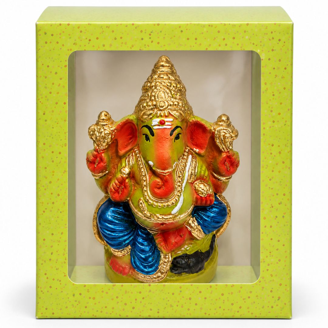 Estatua de Ganesha | Lord Ganesh (Ganapati) Eco Friendly Idol Statue for Pooja 8''inches (Self Pickup Only)