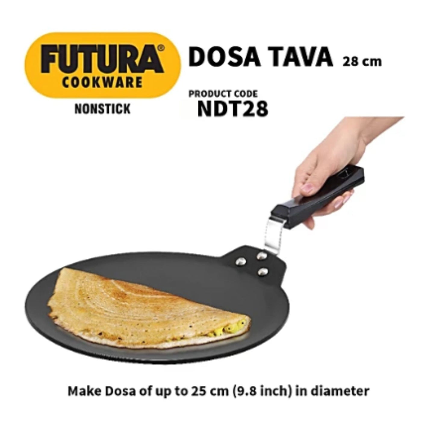 Plancha antiadherente aluminio | Non Stick Hard Anodised Gas Base Dosa Tawa, 4.88 thick Futura NDT28