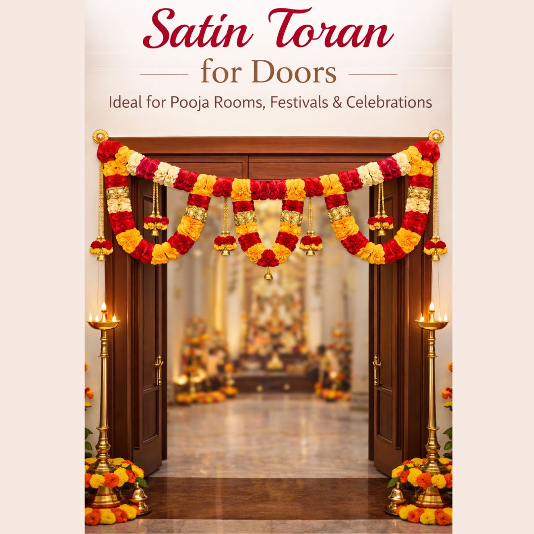 Adorno para puerta tradicional Toran con cinta de satén | Satin Ribbon Door Toran for festivals