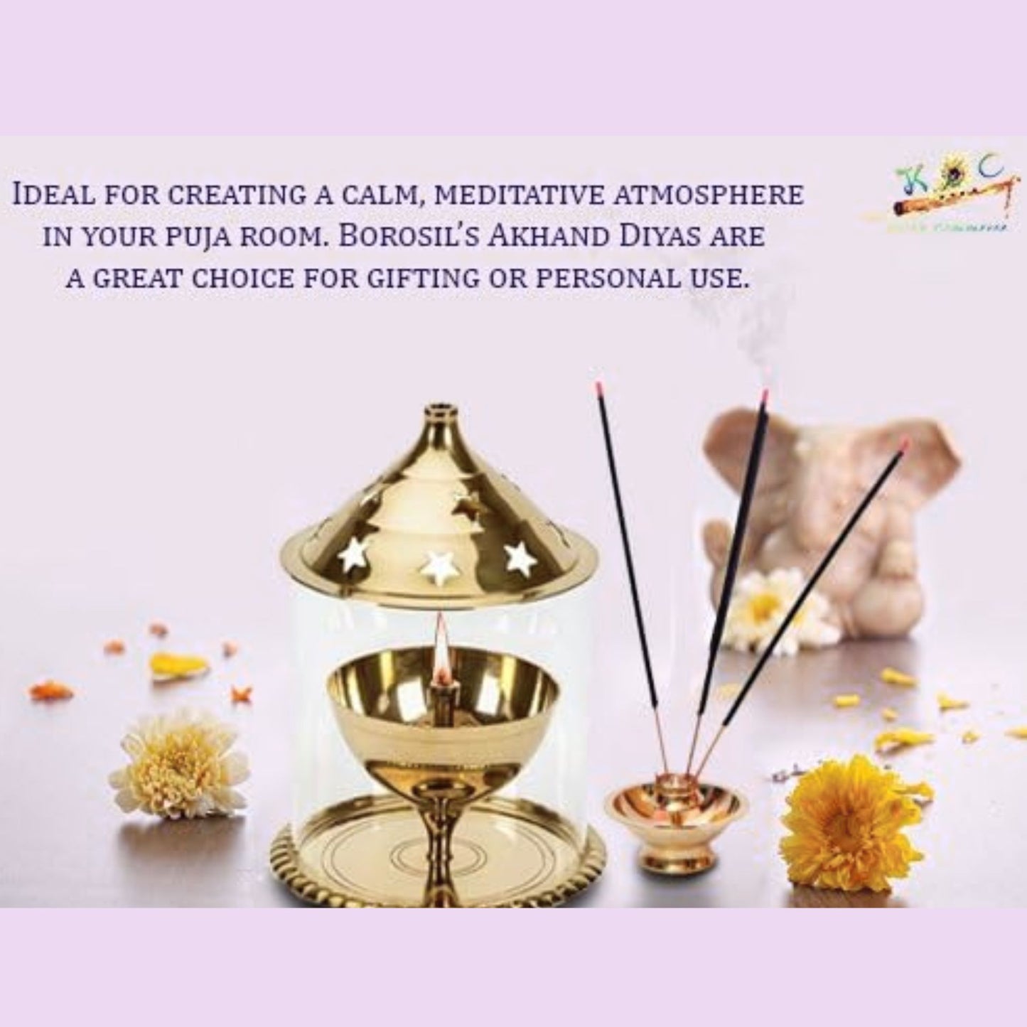 Diya (lámpara) de Mesa de Latón Akhand para Pooja | Akhand Brass Diya (Small) for Pooja