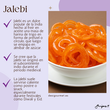 Cargar imagen en el visor de la galería,  Jalebi is a popular Indian dessert, made by frying wheat flour batter in pretzel shapes.
