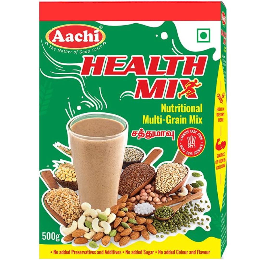Polvo de mezcla saludable (nutricional multigrano) | Health Mix Powder (Nutrtional Multi-Grain Mix) 500g Aachi
