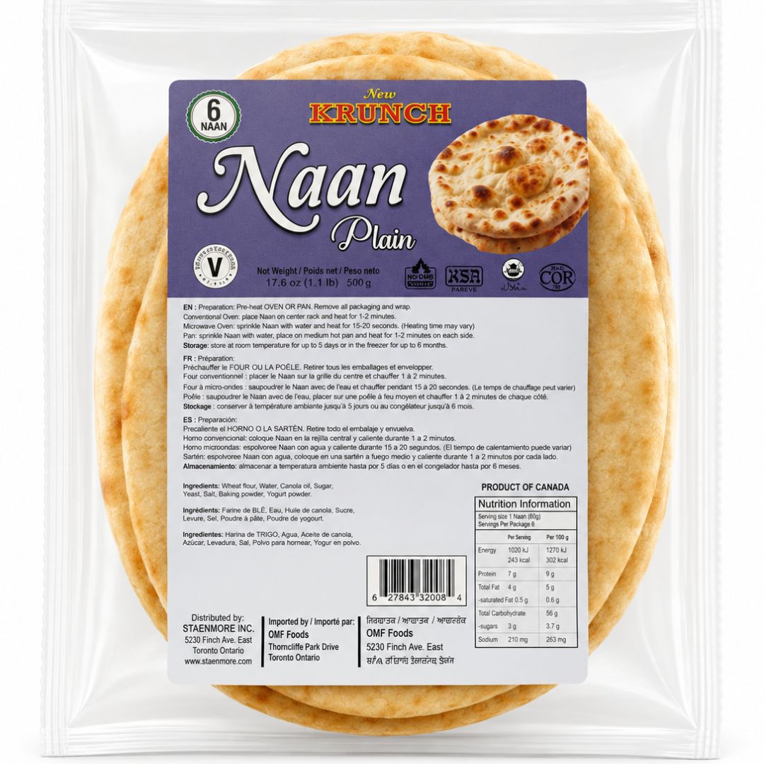 Pan Naan de la India | Plain Naan 500g/6pcs. New Krunch