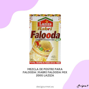 Mezcla Laziza Rabri Falooda Drink & Dessert Mix, paquete de 200g disponible en Desi Gourmet Madrid.