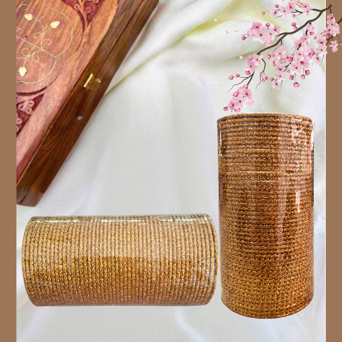 Pulsera | Golden Sparkling Glitter Bangles - 4 pieces (size -2.4)