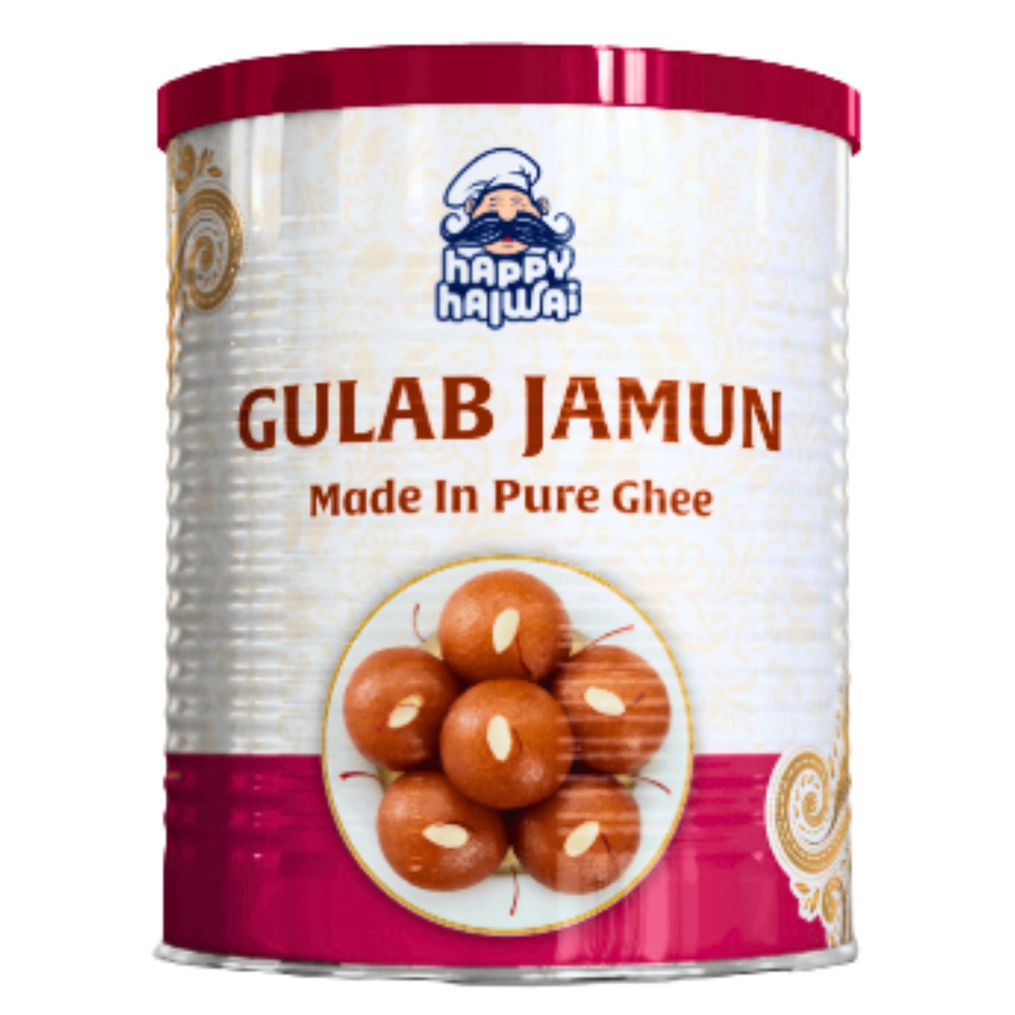 Dulce Bolas de leche frita en sirope con agua de rosas | Gulab Jamun 1kg Happy Halwai