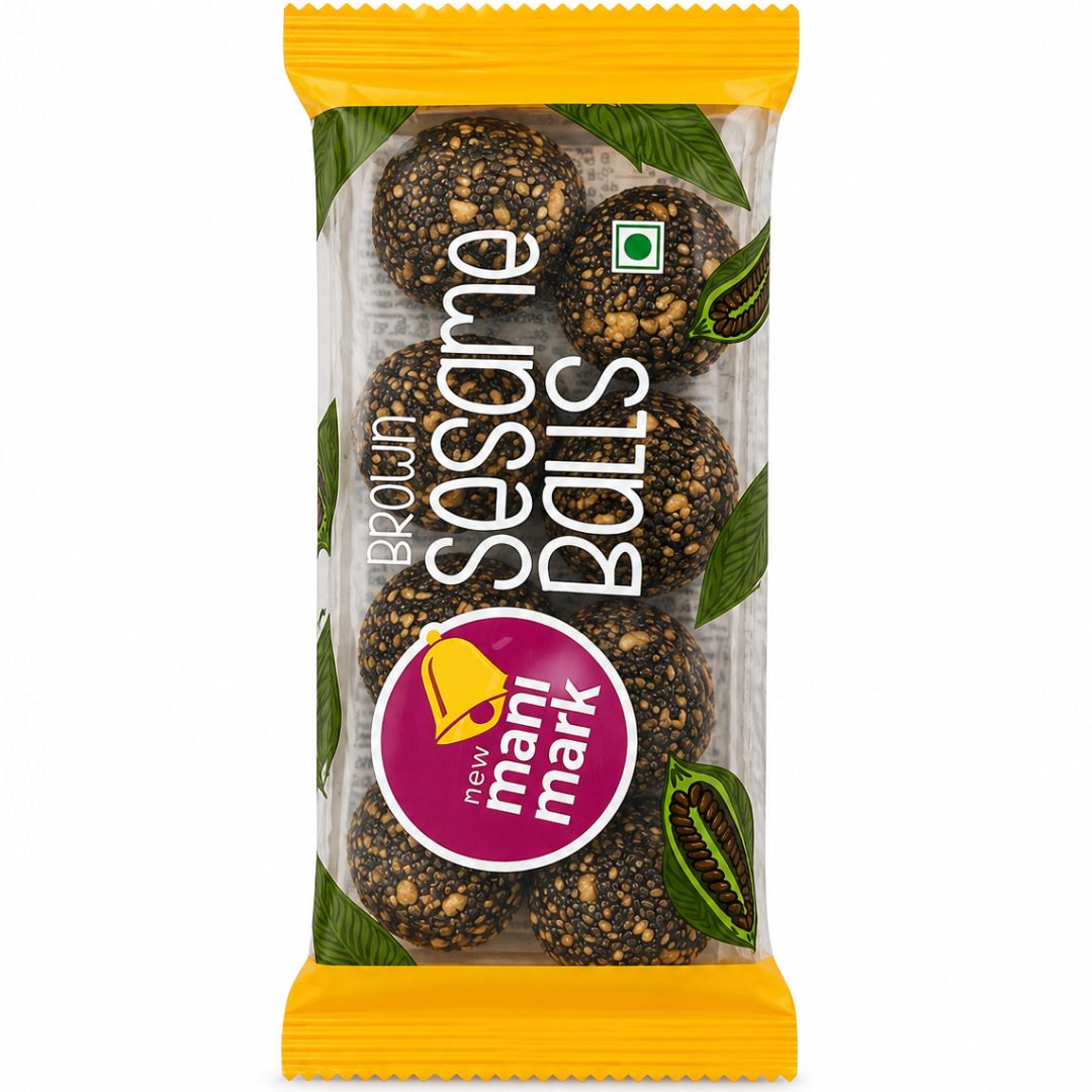 Dulce Bolitas de Sésamo Marrón y Panela | Til Gud Laddu | Brown Sesame Balls 60g Manimark