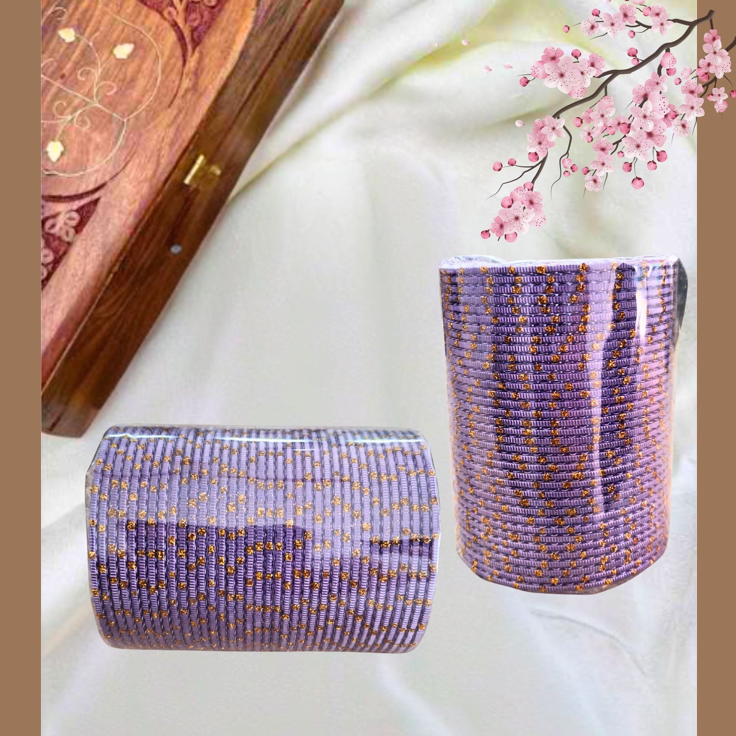 Pulsera | Purple Sparkling Glitter Bangles - 4 pieces (size -2.8)