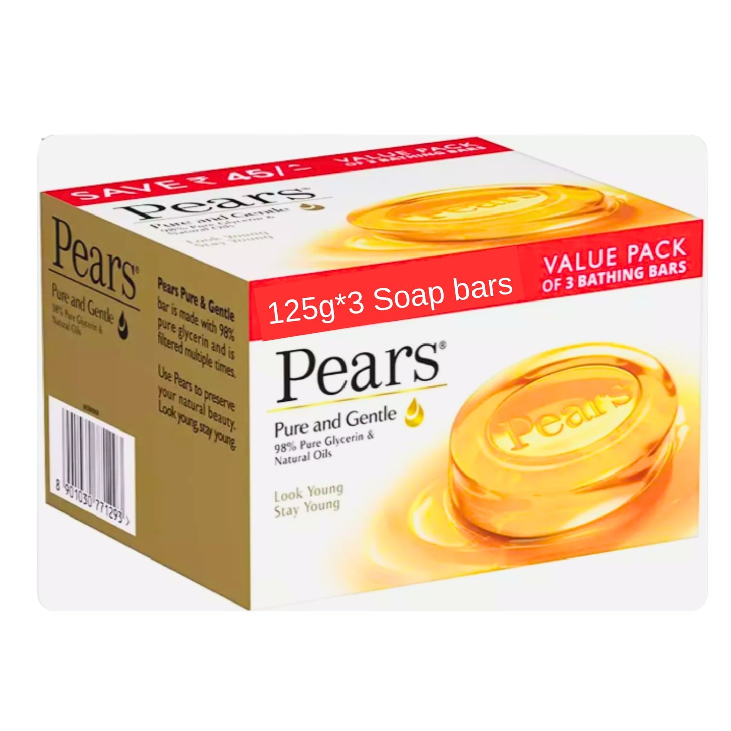 Jabón de amarillo puro y suave I Pure & Gentle Yellow Soap box of (125g*3units) Pears