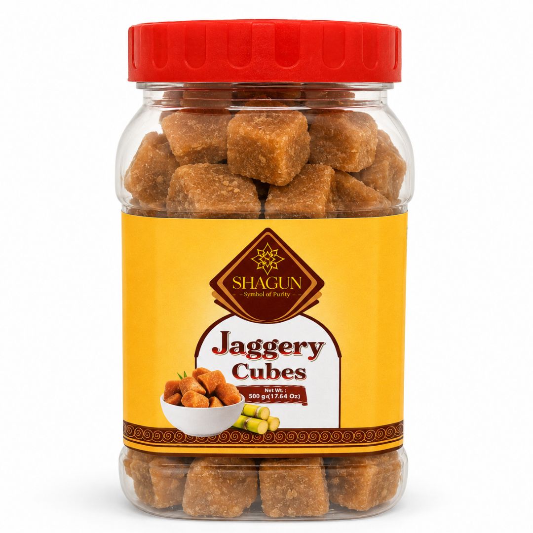 Azúcar Integral Puro de Caña en cubos (Panela) | Cane Sugar Jaggery Cubes | Goor Cubes 500g Shagun