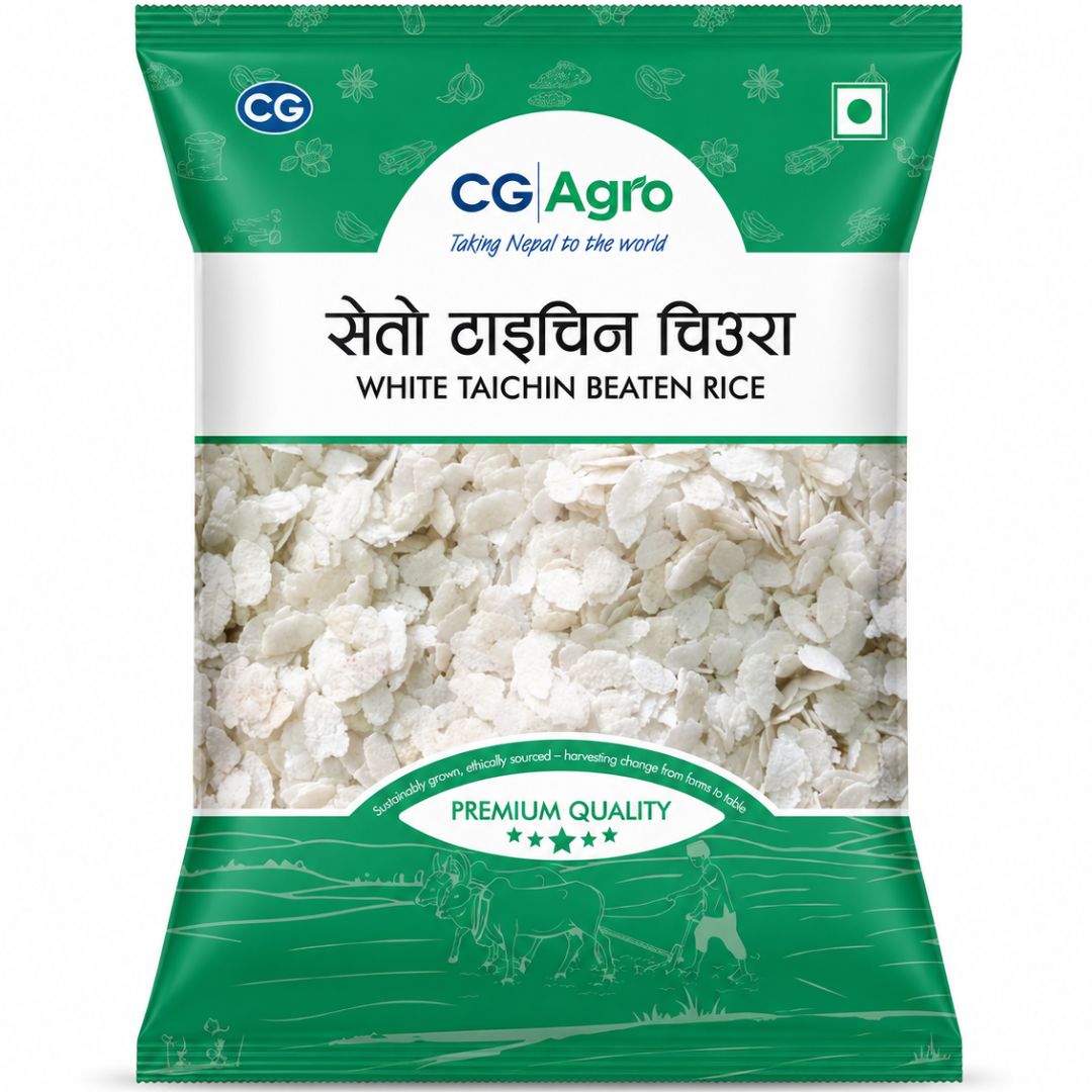 Arroz Taichin blanco aplanado | White Taichin Beaten Rice (chiura) 1kg CG Agro